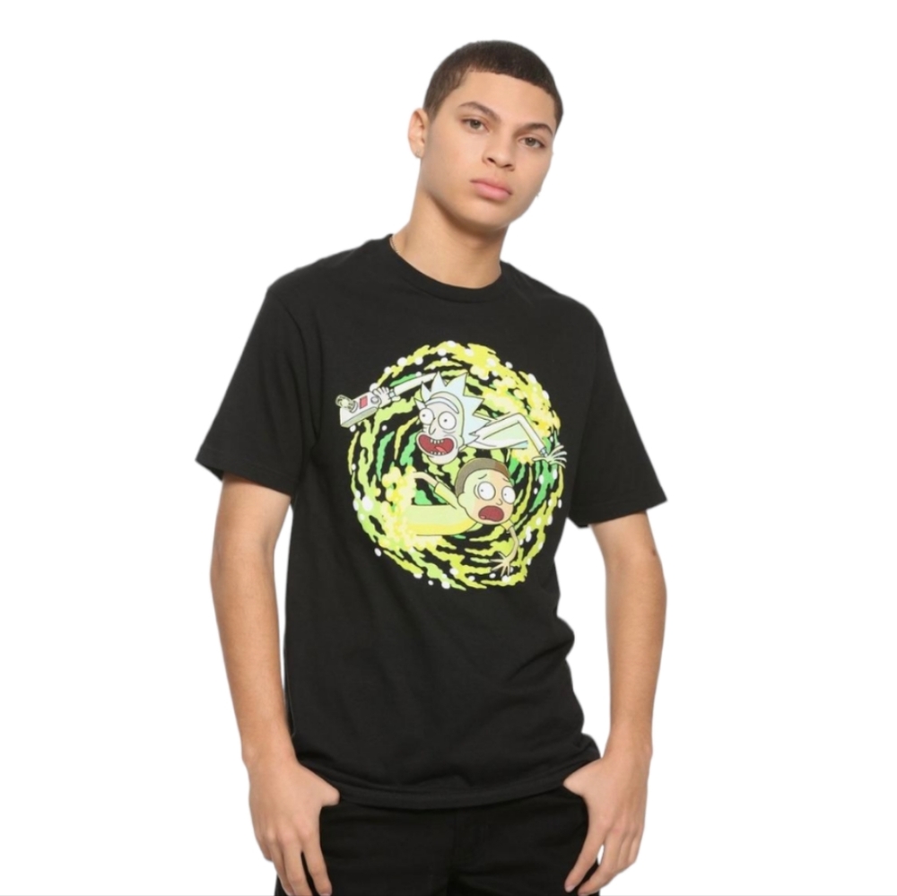 Rick And Morty Portal Travel T-Shirt 100%  Cotton Size Large Mens